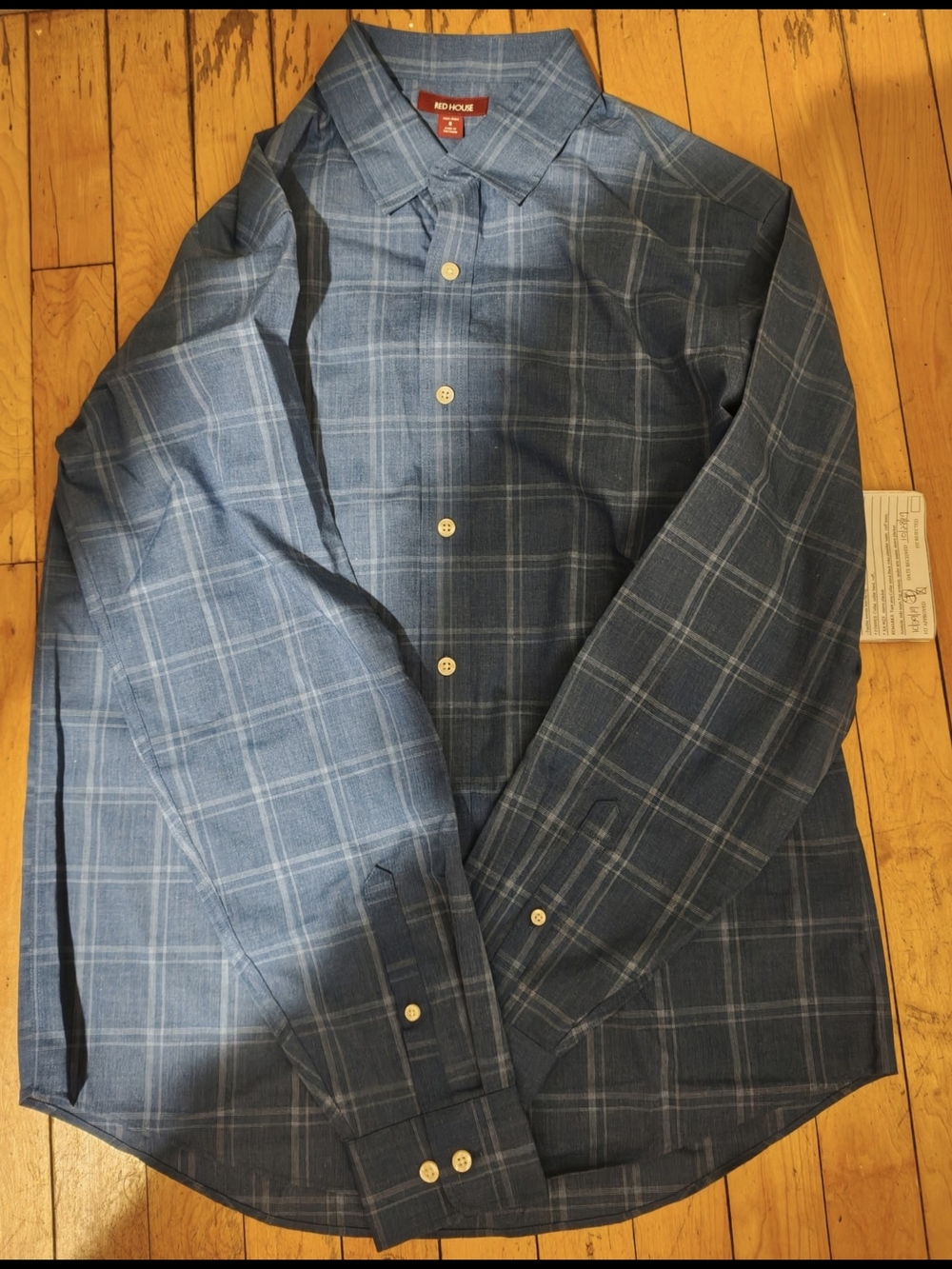 New Red House Men's Blue Plaid Button-Down Shirt Size Small Nwot